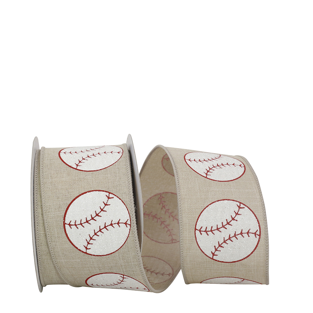 The Ribbon Roll 2.5 x 10yd. Linen Wired Baseball Sparkle Ribbon in Natural | Michaels